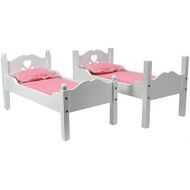 Sophias 18 Inch Doll Furniture, Bunk Bed in White Cutout Design, Ladder & 2 Doll Bedding Sets, Fit For 18 Inch American Girl Dolls & More! Also Breaks Down into Two Separate White Beds