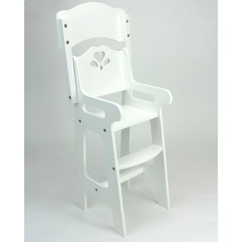  Affordable Doll High Chair in White with Heart Cutout Design by Sophias, Fits 15 Inch Bitty Baby Dolls, by American Girl and More!.