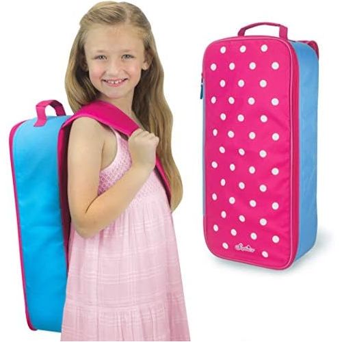  Sophias Doll Carrier Suitcase and Storage for 18 Inch Dolls, Hot Pink Polka Dot Travel Case for 18 in Dolls and Accessories