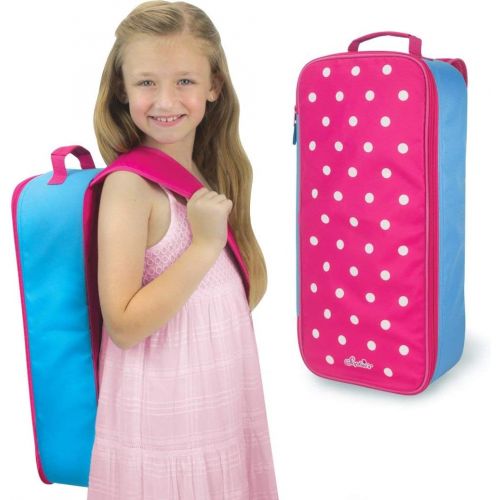  Sophias Doll Carrier Suitcase and Storage for 18 Inch Dolls, Hot Pink Polka Dot Travel Case for 18 in Dolls and Accessories