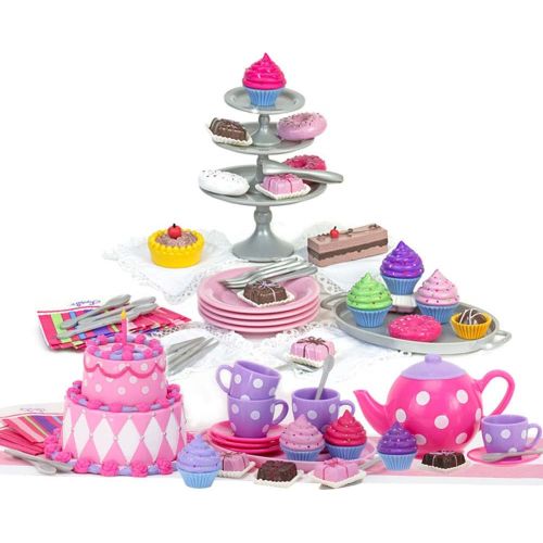  Sophias 18 Inch Doll Tea Party & Dessert Food Set, Two Complete Doll Sets for Your Favorite 18 Inch Doll | Includes 64 Pieces of Pretend Doll Food & Accessories