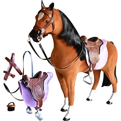  19 Inch Horse for Dolls, Brown Horse and Saddle by Sophias, Perfect fit for 18 Inch Dolls like American Girl