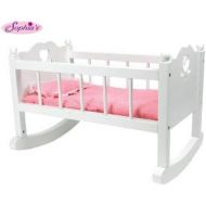 White Baby Doll Cradle Furniture by Sophias, Open Sides & Heart Cutout Design Plus Doll Bedding Set, Fits American Girl Bitty Baby Dolls and More! Perfect Baby Doll Crib Cradle