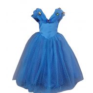 Sophiashopping sophiashopping New Blue Cinderella Princess Dress Costumes for Kids Girls 3-7 Years for Halloween Party