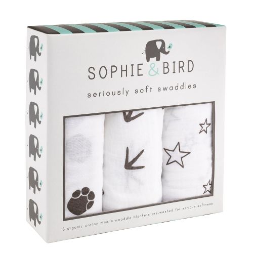  Sophie & Bird 100% Organic Cotton Baby Muslin Swaddle Blankets | Extra Large, 47x47 inches | 3...