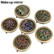 Soppigo SOPPIGO- Rounded Foldable Pocket Vintage Metal Pocket Mirror Two-Sides Useful daily desktop makeup mirror. A nice gift for Women Lady Cute Gift Travel Mirror for Lady Makeup Tool (