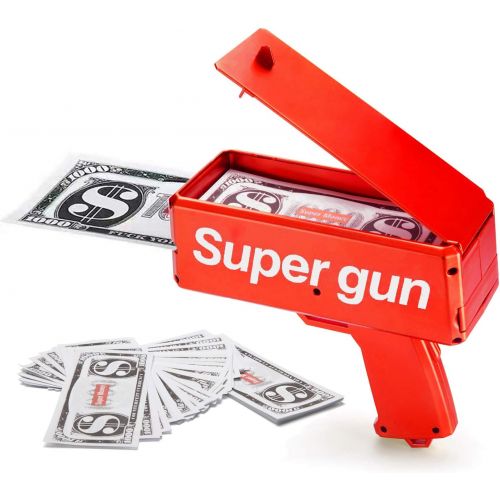  [아마존베스트]Sopu Make it Rain Money Gun Paper Playing Spary Money Toy Gun, Prop Money Gun with 100 Pcs Play Money Cash Gun Party Supplies (Money Gun)