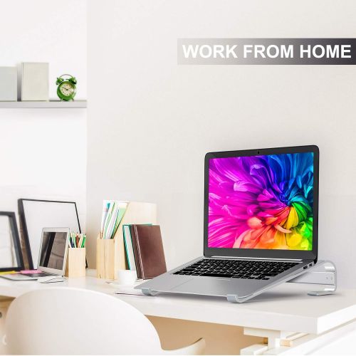  [아마존베스트]Laptop Stand for Desk, SOQOOL Computer Stand Riser for Desk,Ventilated Ergonomic Aluminum Notebook Stand Compatible with MacBook Air Pro Dell XPS HP 11 14 15.6 17.3 Inch Silver Wor