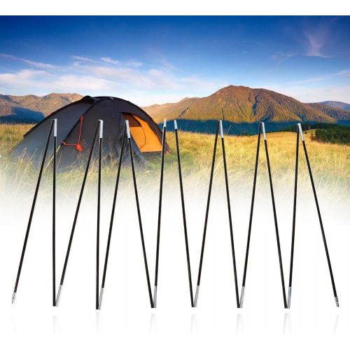  Sorand Portable Double Tent Pole, Durable Tent Pole, 2 Sets 7 Sections for Hiking Traveling Camping Backpacking