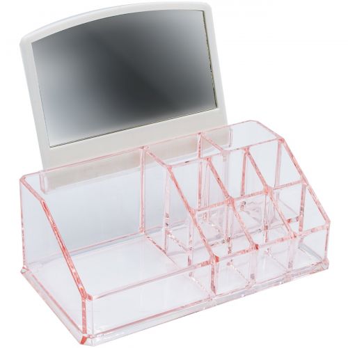 Sorbus Acrylic Cosmetic Makeup Organizer with Mirror  Beauty, Skincare, Jewelry Storage Case with Removable Mirror - Compact Design for Bathroom, Dresser, Vanity (Pink)