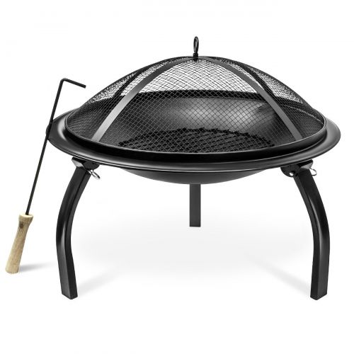  Sorbus 22 Fire Pit with Screen, Poker, Foldable Legs, Includes Portable Carrying Bag, Great BBQ Grill for Outdoor Patio, Backyard, Camping, Picnic, Bonfire, etc (FP-22)