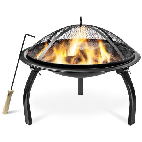  Sorbus 22 Fire Pit with Screen, Poker, Foldable Legs, Includes Portable Carrying Bag, Great BBQ Grill for Outdoor Patio, Backyard, Camping, Picnic, Bonfire, etc (FP-22)