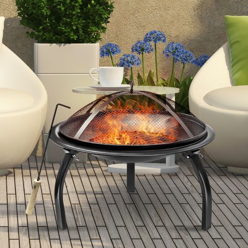  Sorbus 22 Fire Pit with Screen, Poker, Foldable Legs, Includes Portable Carrying Bag, Great BBQ Grill for Outdoor Patio, Backyard, Camping, Picnic, Bonfire, etc (FP-22)