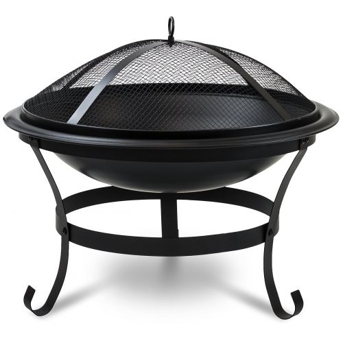  Sorbus Fire Pit Bowl 22, Includes Mesh Cover, Log Grate, Curved Legs, and Poker Tool, Great BBQ Grill for Outdoor Patio, Backyard, Camping, Picnic, Bonfire, etc (Black Fire Pit Bow