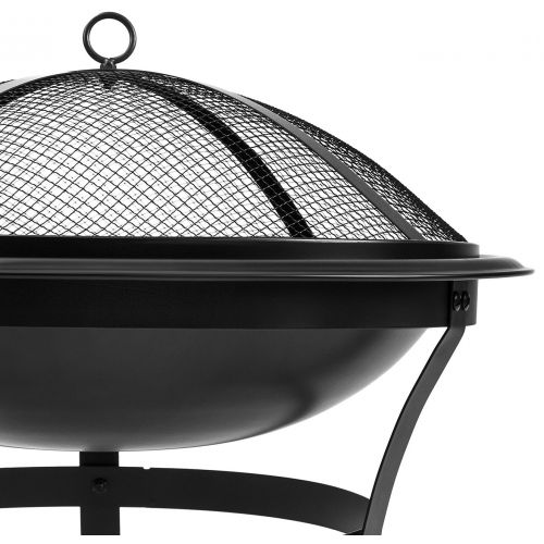  Sorbus Fire Pit Bowl 22, Includes Mesh Cover, Log Grate, Curved Legs, and Poker Tool, Great BBQ Grill for Outdoor Patio, Backyard, Camping, Picnic, Bonfire, etc (Black Fire Pit Bow