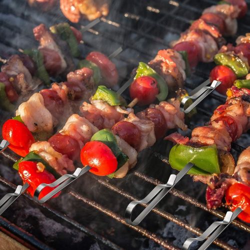  Sorbus Kabob Barbecue Skewers 17” Long with Portable Carry Case, Reusable BBQ Sticks, Non-Stick Stainless Steel Metal Skewers for Grilling, Great for Picnics, Parties, (Set of 10)