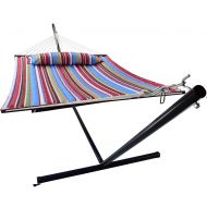Sorbus Hammock with Spreader Bars and Detachable Pillow, Heavy Duty, 450 Pound Capacity, Accommodates 2 People, Perfect for Indoor/Outdoor Patio, Deck, Yard (Hammock with Stand, Bl