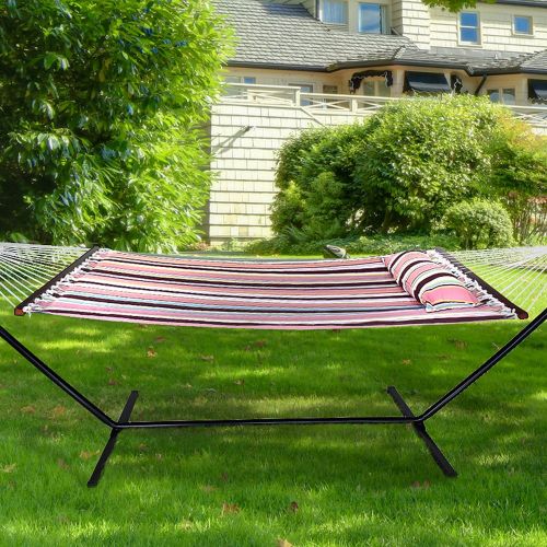  Sorbus Hammock with Spreader Bars and Detachable Pillow, Heavy Duty, 450 Pound Capacity, Accommodates 2 People, Perfect for Indoor/Outdoor Patio, Deck, Yard (Hammock with Stand, Bl