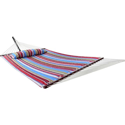  Sorbus Hammock with Spreader Bars and Detachable Pillow, Heavy Duty, 450 Pound Capacity, Accommodates 2 People, Perfect for Indoor/Outdoor Patio, Deck, Yard (Hammock with Stand, Bl