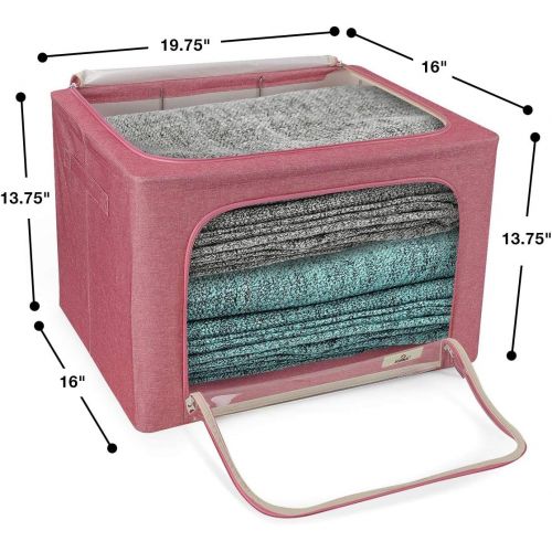  [아마존 핫딜]  [아마존핫딜]Sorbus Storage Bins Boxes, Foldable Stackable Container Organizer Basket Set with Large Clear Window & Carry Handles, for Bedding, Linen, Clothes (Window Storage Bag - 2 Pack, Pink
