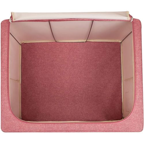  [아마존 핫딜]  [아마존핫딜]Sorbus Storage Bins Boxes, Foldable Stackable Container Organizer Basket Set with Large Clear Window & Carry Handles, for Bedding, Linen, Clothes (Window Storage Bag - 2 Pack, Pink