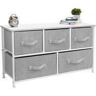 [아마존 핫딜] Sorbus Dresser with Drawers - Furniture Storage Chest Tower Unit for Bedroom, Hallway, Closet, Office Organization - Steel Frame, Wood Top, Easy Pull Fabric Bins (5 Drawer, White/G