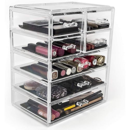  [아마존 핫딜] Sorbus Cosmetics Makeup and Jewelry Big Storage Case Display - Stylish Vanity, Bathroom Case (3 Large, 4 Small Drawers, Clear)