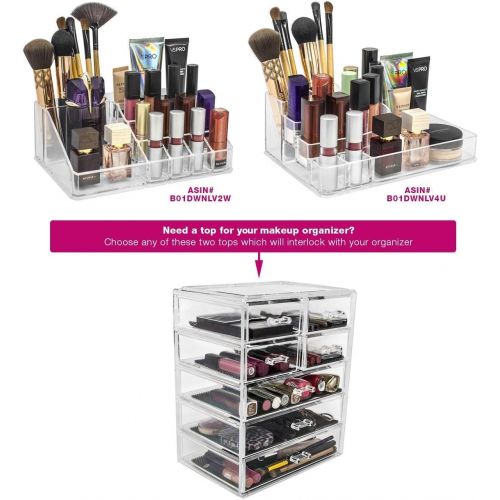  [아마존 핫딜] Sorbus Cosmetics Makeup and Jewelry Big Storage Case Display - Stylish Vanity, Bathroom Case (3 Large, 4 Small Drawers, Clear)