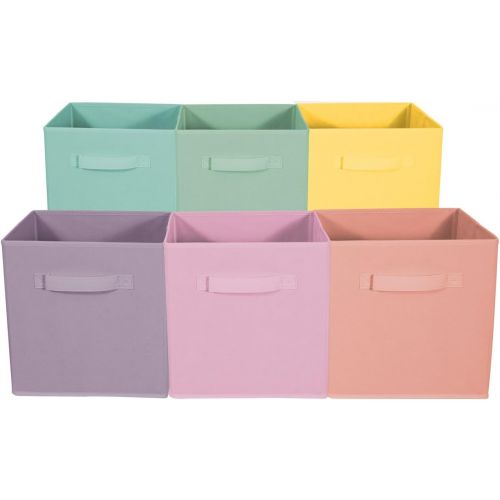  [아마존 핫딜] Sorbus Foldable Storage Cube Basket Bin - Great for Nursery, Playroom, Closet, Home Organization ( Pastel Multi-Color, 6 Pack)