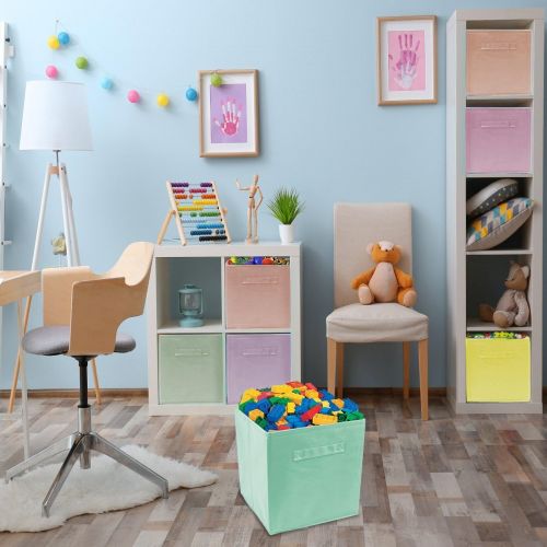  [아마존 핫딜] Sorbus Foldable Storage Cube Basket Bin - Great for Nursery, Playroom, Closet, Home Organization ( Pastel Multi-Color, 6 Pack)
