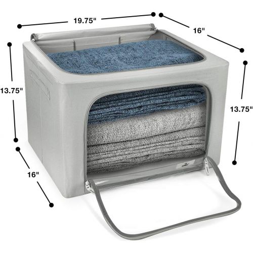  [아마존 핫딜] Sorbus Storage Bins, Foldable Stackable Container Organizer Set with Large Window & Carry Handles, Bedroom Closet Organization for Bedding, Linen, Clothes (Window Storage Bag - 2 P
