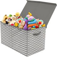 [아마존베스트]Sorbus Toy Chest with Flip-Top Lid, Kids Collapsible Storage for Nursery, Playroom, Closet, Home Organization, Large (Pattern - Chevron Gray)