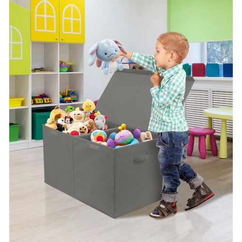  [아마존베스트]Sorbus Toy Chest with Flip-Top Lid, Kids Collapsible Storage for Nursery, Playroom, Closet, Home Organization, Large (Gray)