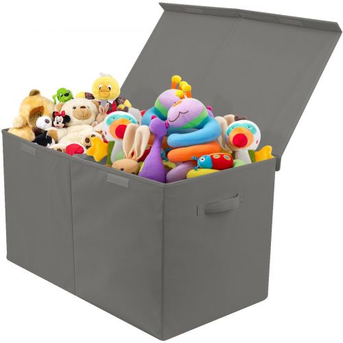  [아마존베스트]Sorbus Toy Chest with Flip-Top Lid, Kids Collapsible Storage for Nursery, Playroom, Closet, Home Organization, Large (Gray)