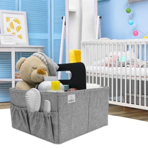  Sorbus Baby Diaper Caddy Organizer - Nursery Essentials Storage Bin for Diapers, Wipes & Toys, Newborn & Infant Portable Car Travel Storage Bag, Changing Table Organizer, Great Bab
