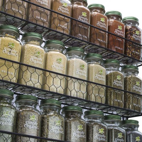  Sorbus Spice Rack Organizer [4 Tier] Country Rustic Chicken Herb Holder, Wall Mounted Storage Rack, Great for Storing Spices, Household Items and More (Black)