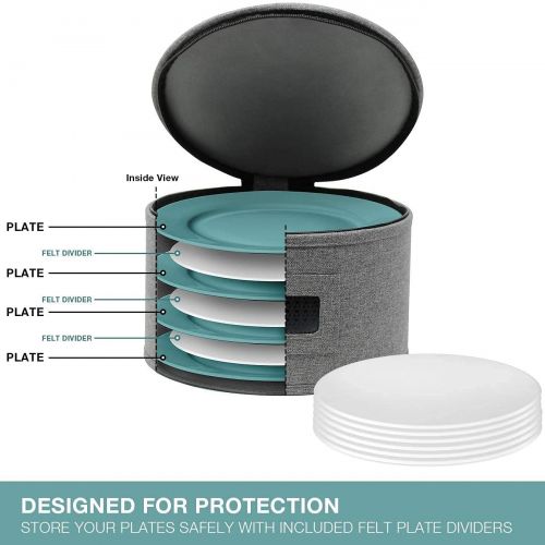  [아마존베스트]Sorbus China Dinnerware Storage Organizer Hard Shell 5-Piece Set for Protecting or Transporting  Service for 12  Round Plate and Cup holder with Quilted Felt Protection for Plate