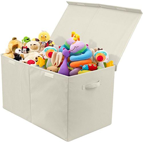 [아마존베스트]Sorbus Toy Chest with Flip-Top Lid, Kids Collapsible Storage for Nursery, Playroom, Closet, Home Organization, Large (Beige)