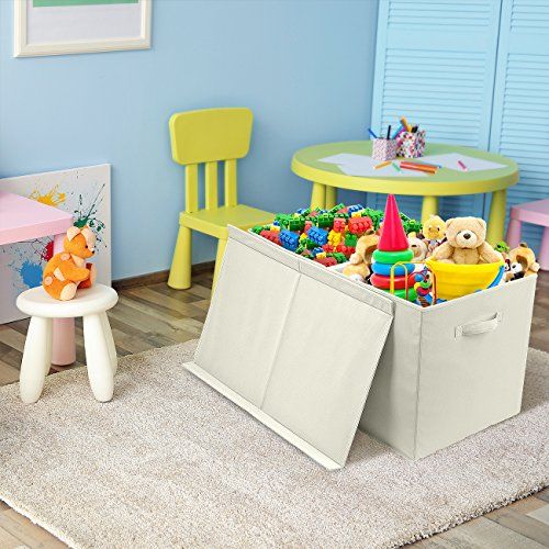  [아마존베스트]Sorbus Toy Chest with Flip-Top Lid, Kids Collapsible Storage for Nursery, Playroom, Closet, Home Organization, Large (Beige)