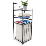 Sorbus Bathroom Tower Hamper - Features Tilt Laundry Hamper and 2-Tier Storage Shelves - Great for Bathroom, Laundry Room, Bedroom, Closet, Nursery, and more