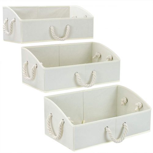  Sorbus Storage Bins [3-Pack] Fabric Storage Baskets, Foldable Closet Organizer Trapezoid Storage Box (Beige)