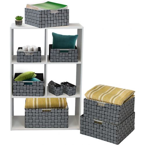  Sorbus Storage Box Woven Basket Bin Container Tote Cube Organizer Set Stackable Storage Basket Woven Strap Shelf Organizer Built-in Carry Handles (Aqua)