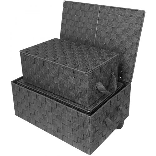  Sorbus Storage Box Woven Basket Bin Container Tote Cube Organizer Set Stackable Storage Basket Woven Strap Shelf Organizer Built-in Carry Handles (Aqua)