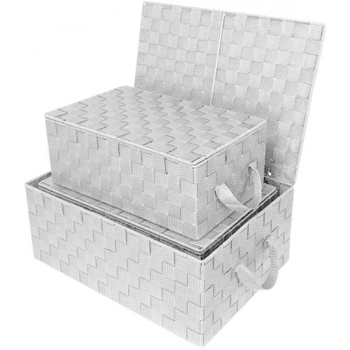  Sorbus Storage Box Woven Basket Bin Container Tote Cube Organizer Set Stackable Storage Basket Woven Strap Shelf Organizer Built-in Carry Handles (Aqua)