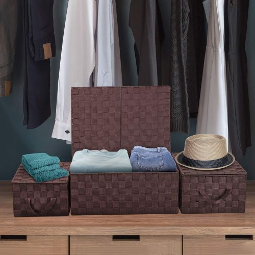  Sorbus Storage Box Woven Basket Bin Container Tote Cube Organizer Set Stackable Storage Basket Woven Strap Shelf Organizer Built-in Carry Handles (Aqua)