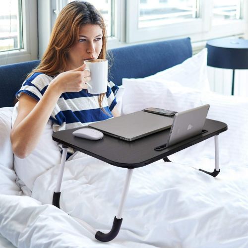  [아마존베스트]Sorfity Foldable Laptop Bed Table Lap Desk Stand, Serving Tray Dining Table with Slot, Notebook Stand Holder, Bed Tray Laptop Desk for Eating Breakfast, Working, Watching Movie on Bed/Couc