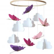 Sorrel + Fern Sorrel and Fern Baby Crib Mobile Butterflies in The Clouds Nursery Decoration for Girls