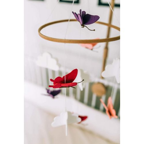  Sorrel + Fern Sorrel and Fern Baby Crib Mobile Butterflies in The Clouds Nursery Decoration for Girls