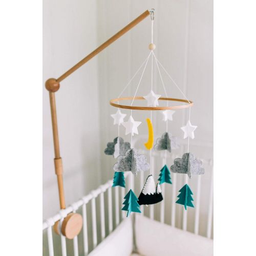  Sorrel + Fern Baby Crib Mobile- Starry Woodland Night Nursery Decoration | Crib Mobile for Boys and Girls (Mint)