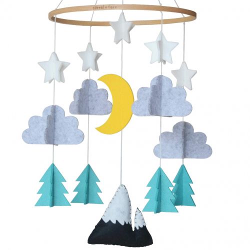  Sorrel + Fern Baby Crib Mobile- Starry Woodland Night Nursery Decoration | Crib Mobile for Boys and Girls (Mint)